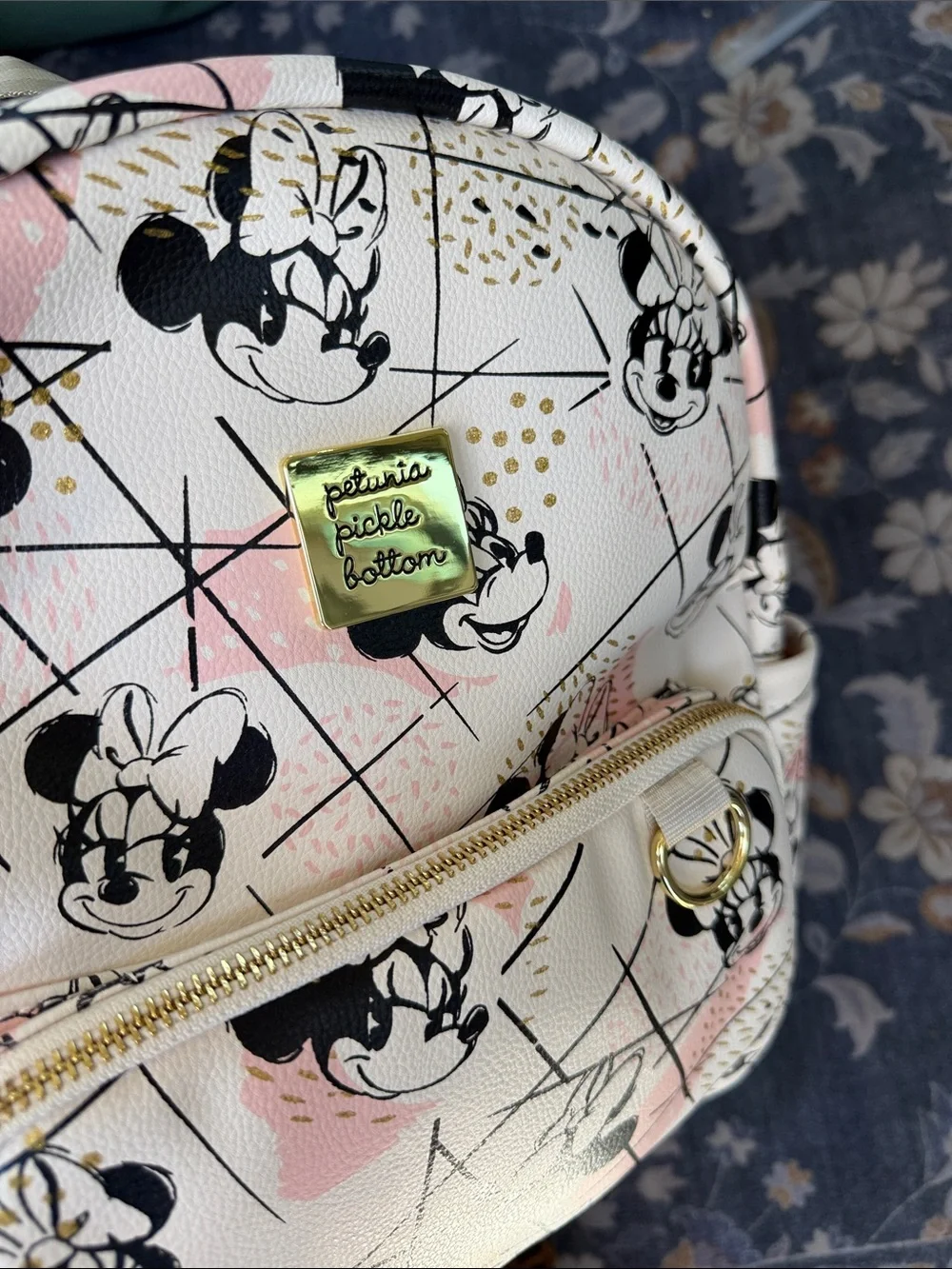 Petunia Pickle Bottom White, Pink & Black Minnie Mouse Mini Backpack